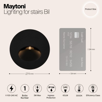 Подсветка для лестниц  Maytoni Outdoor Bil O015SL-L3B3K