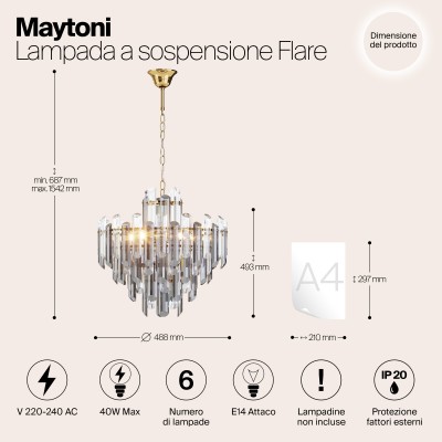 Подвесной светильник Maytoni Flare DIA200PL-06G