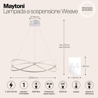 Подвесной светильник Maytoni Weave MOD062PL-L56CH3K