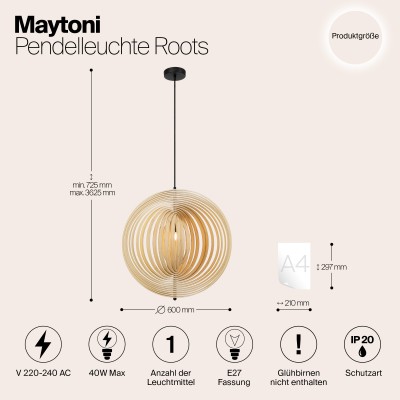 Подвесной светильник Maytoni Roots MOD197PL-01W2