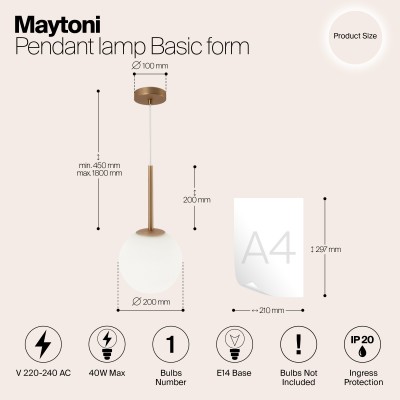 Подвесной светильник Maytoni Basic form MOD321PL-01G3