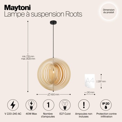 Подвесной светильник Maytoni Roots MOD197PL-01W2