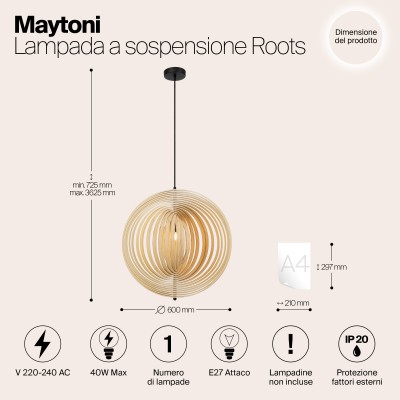 Подвесной светильник Maytoni Roots MOD197PL-01W2