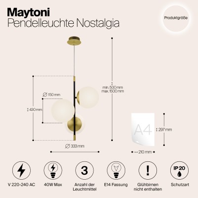 Подвесной светильник Maytoni Nostalgia MOD048PL-03G