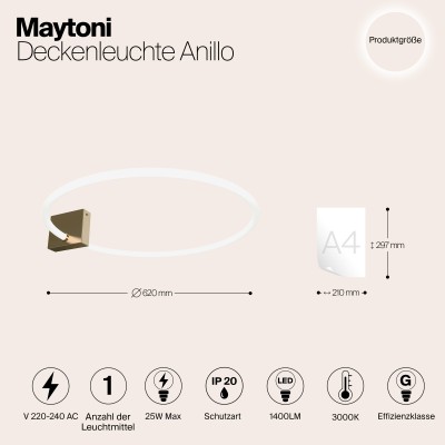 Потолочный светильник Maytoni Anillo MOD315CL-L25G3K