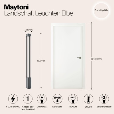 Садово-парковый светильник  Maytoni Outdoor Elbe O424FL-L20GF