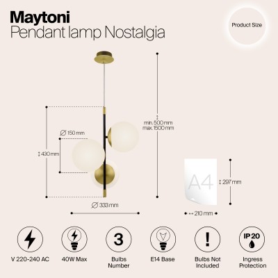 Подвесной светильник Maytoni Nostalgia MOD048PL-03G