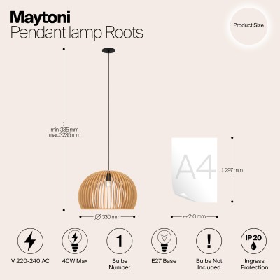 Подвесной светильник Maytoni Roots MOD195PL-01W