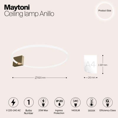 Потолочный светильник Maytoni Anillo MOD315CL-L25G3K