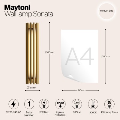 Настенный светильник (бра) Maytoni Sonata MOD410WL-L12BS3K