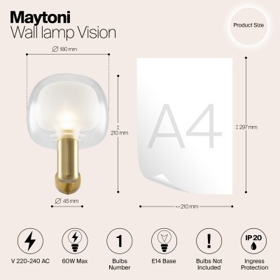 Настенный светильник (бра) Maytoni Vision MOD411WL-01G