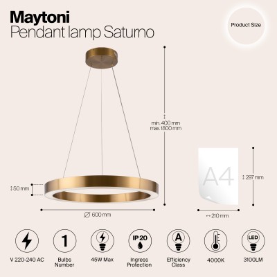 Подвесной светильник Maytoni Saturno MOD415PL-L45BS4K