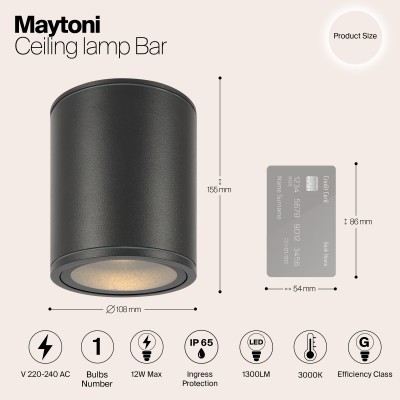 Потолочный светильник  Maytoni Outdoor Bar O306CL-L12GF