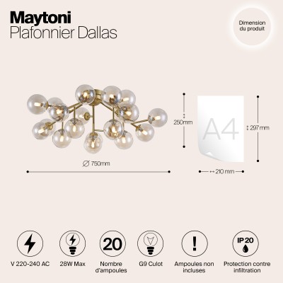 Потолочный светильник Maytoni Dallas MOD545PL-20G