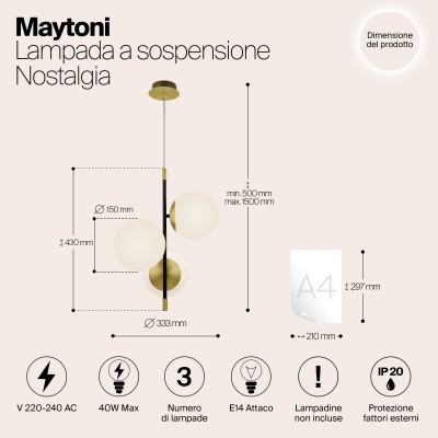 Подвесной светильник Maytoni Nostalgia MOD048PL-03G