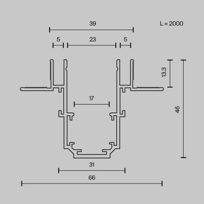 Шинопровод встраиваемый Technical TRX034LS-222B