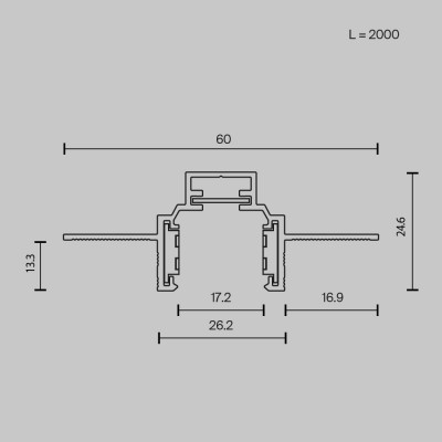 Шинопровод встраиваемый Technical TRXM034-422W