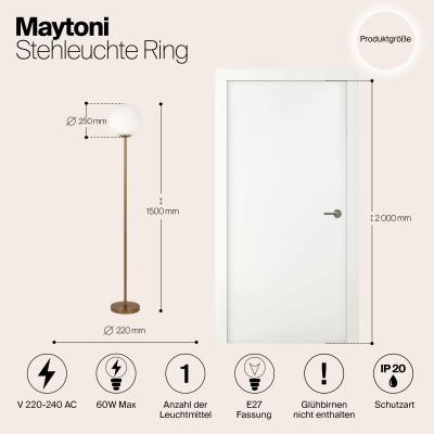 Напольный светильник (торшер) Maytoni Ring MOD013FL-01BS