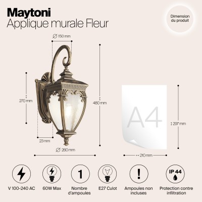 Настенный светильник (бра)  Maytoni Outdoor  Fleur O414WL-01GB