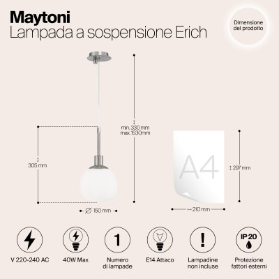 Подвесной светильник Maytoni Erich MOD221-PL-01-G