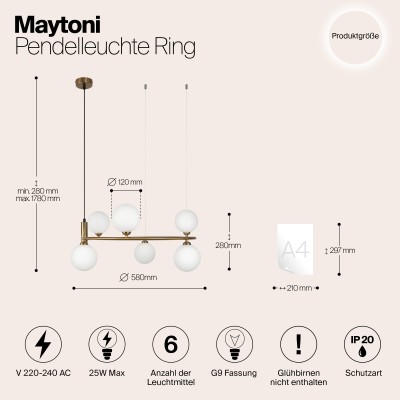 Подвесной светильник Maytoni Ring MOD013PL-06BS1