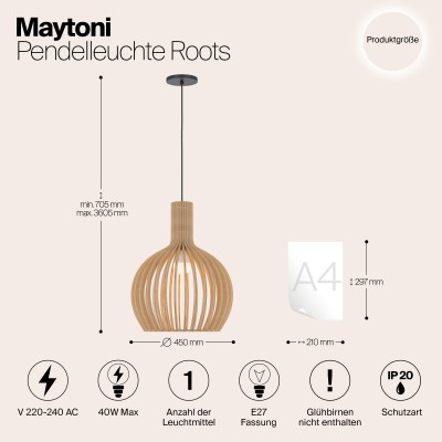 Подвесной светильник Maytoni Roots MOD194PL-01W1