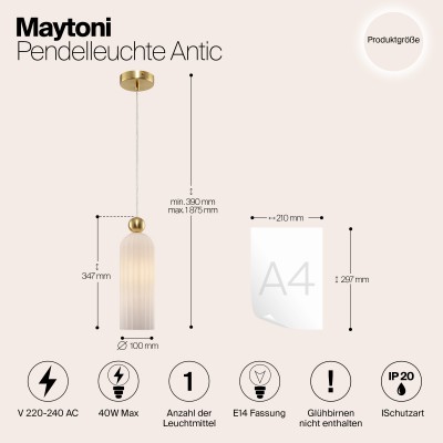 Подвесной светильник Maytoni Antic MOD302PL-01W