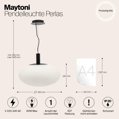 Подвесной светильник Maytoni Perlas P062PL-01W