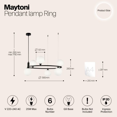 Подвесной светильник Maytoni Ring MOD013PL-06B