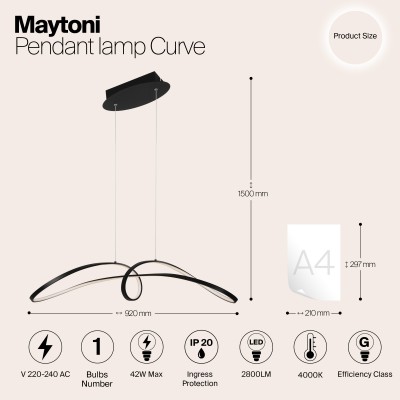 Подвесной светильник Maytoni Curve MOD156PL-L52B4K