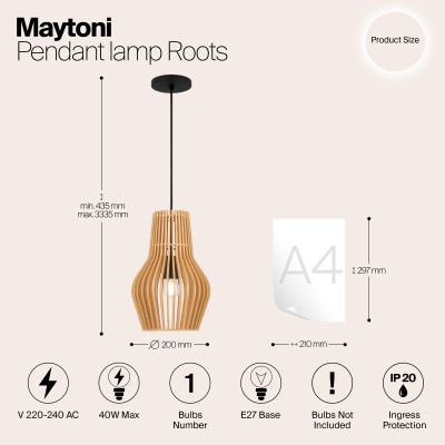 Подвесной светильник Maytoni Roots MOD191PL-01W