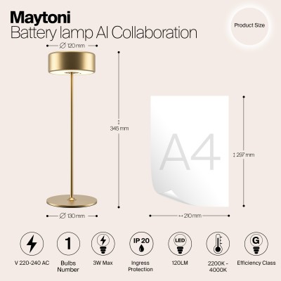 Аккумуляторный светильник Maytoni AI Collaboration MOD229TL-L3G3K2