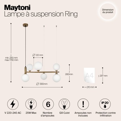 Подвесной светильник Maytoni Ring MOD013PL-06BS1