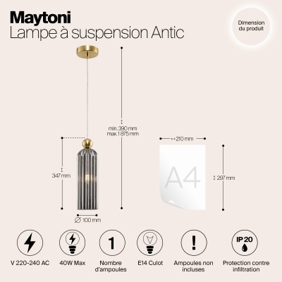 Подвесной светильник Maytoni Antic MOD302PL-01GR