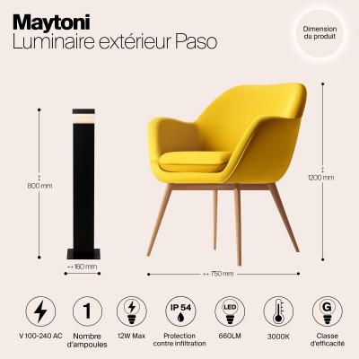 Ландшафтный светильник  Maytoni Outdoor Paso O595FL-L12B3K