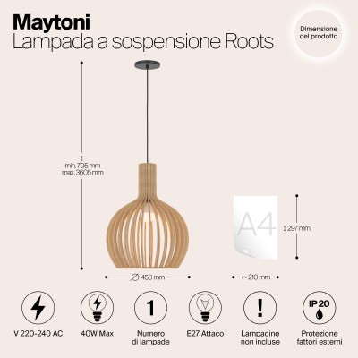 Подвесной светильник Maytoni Roots MOD194PL-01W1