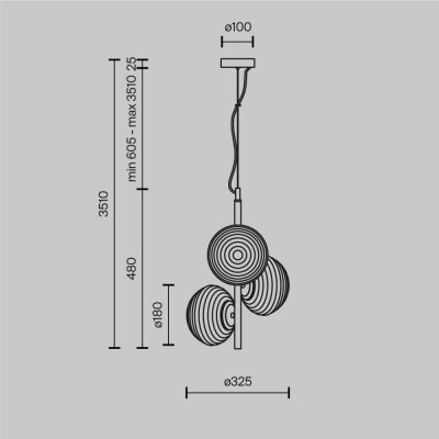 Подвесной светильник Maytoni Reels MOD268PL-03G