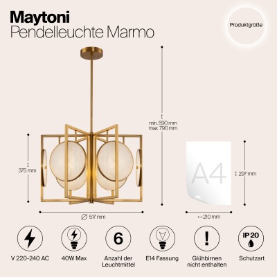 Подвесной светильник Maytoni Marmo MOD099PL-06G