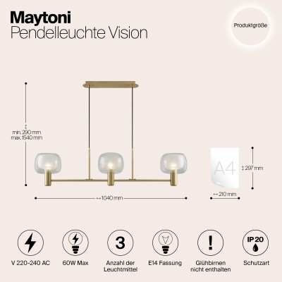 Подвесной светильник Maytoni Vision MOD411PL-03G