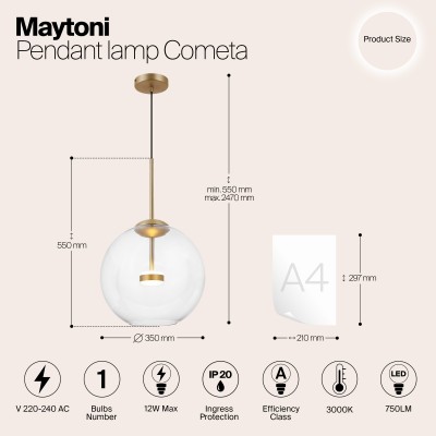 Подвесной светильник Maytoni Cometa MOD056PL-L12G3K