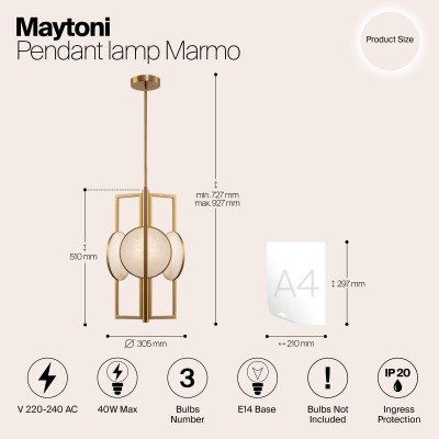 Подвесной светильник Maytoni Marmo MOD099PL-03G