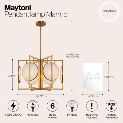 Подвесной светильник Maytoni Marmo MOD099PL-06G