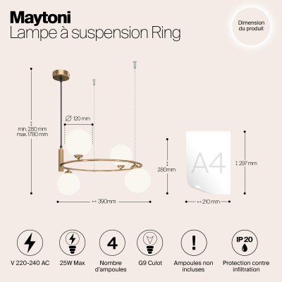 Подвесной светильник Maytoni Ring MOD013PL-04BS1