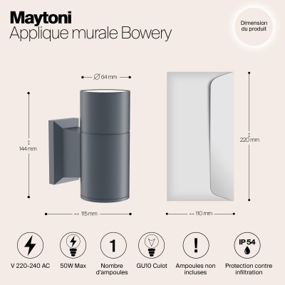 Настенный светильник (бра)  Maytoni Outdoor Bowery O574WL-01GR