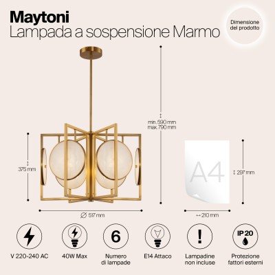 Подвесной светильник Maytoni Marmo MOD099PL-06G