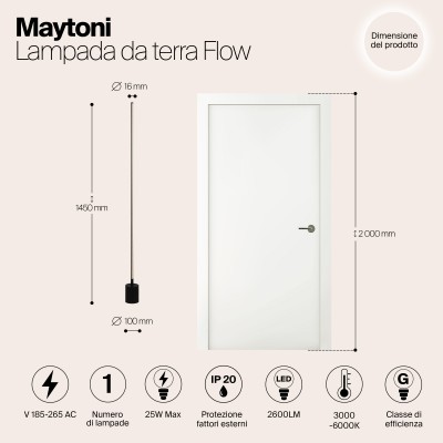 Напольный светильник (торшер) Maytoni Flow MOD147FL-L20BK1