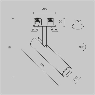 Встраиваемый светильник Technical C141RS-L125-6W4K-B