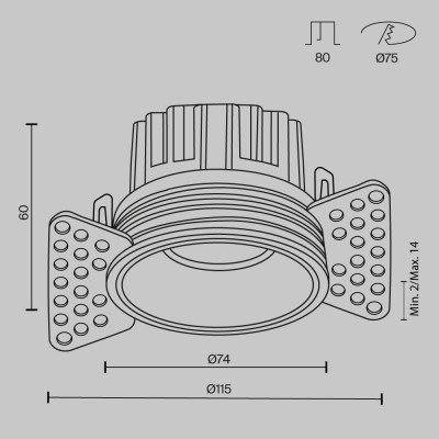 Встраиваемый светильник Technical DL058-12W3K-TRS-B