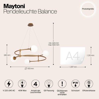 Подвесной светильник Maytoni Balance MOD317PL-04G