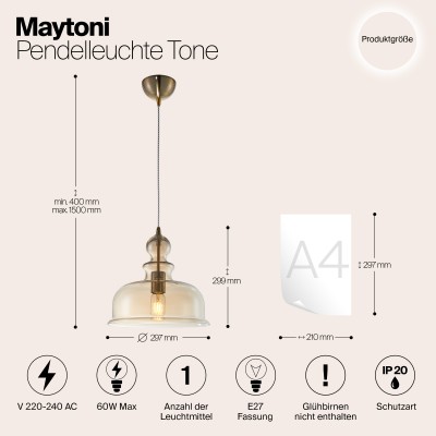 Подвесной светильник Maytoni Tone P001PL-01BZ